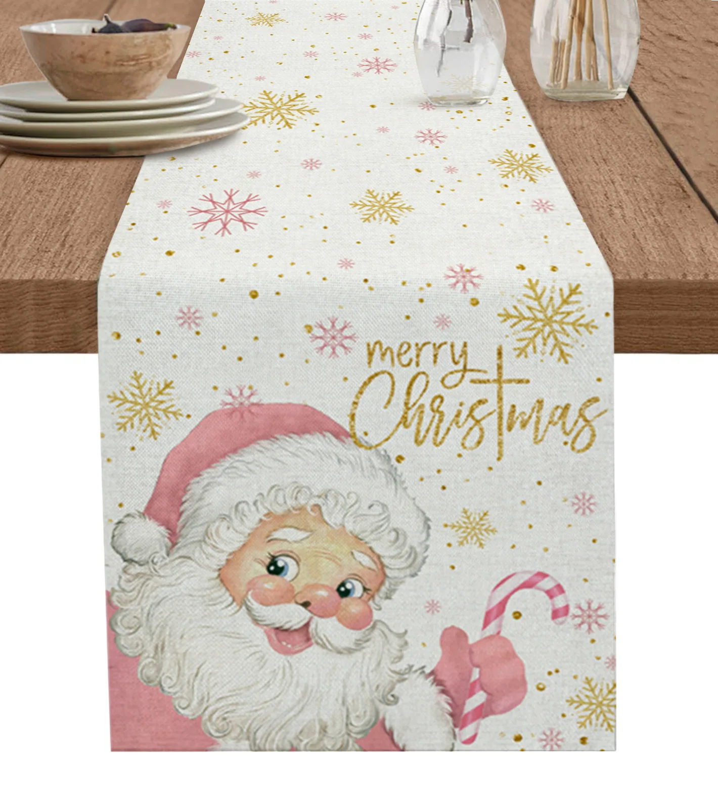 

Christmas Pink Old Man Snowflake Candy Table Runner Home Wedding Table Flag Mat Table Centerpieces Decoration Party Tablecloth