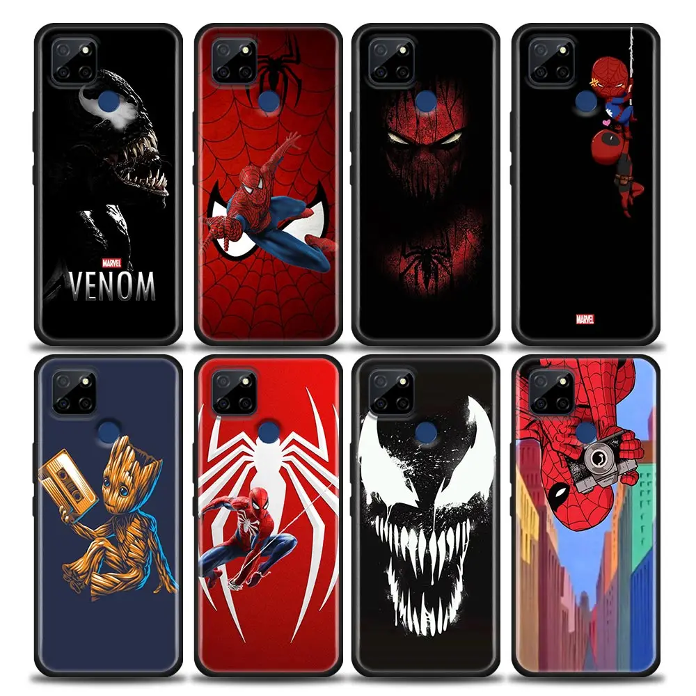 

Phone Case for Realme Q2 C20 C21 V15 8 Case C25 GT Neo V13 5G X7 Pro Ultra C21Y Silicone Cover USA Marvel Venom Spiderman Groot