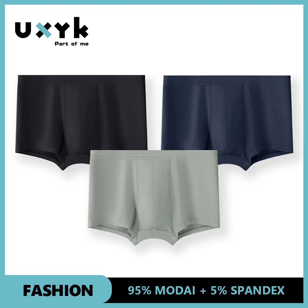 

UXYK 3PCS Men's Underwear Boxer Shorts Modal Underpants 3A Graphene Male Brand Boxer Briefs Men Underpants Solid