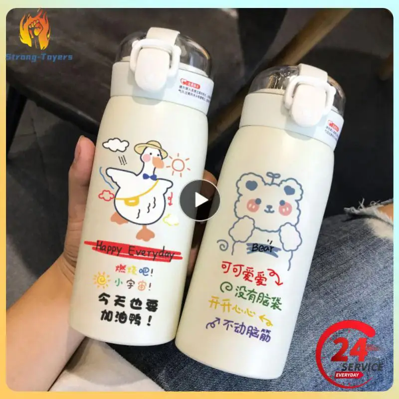 

500ml Vacuum Thermos Flask With Straw Thermos Mug Cute Simple And Creative Straw Cup 304 Stainless Steel High Quality
