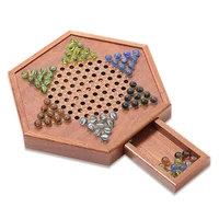 wooden chinese checkers set with storage drawer children adults chess board game