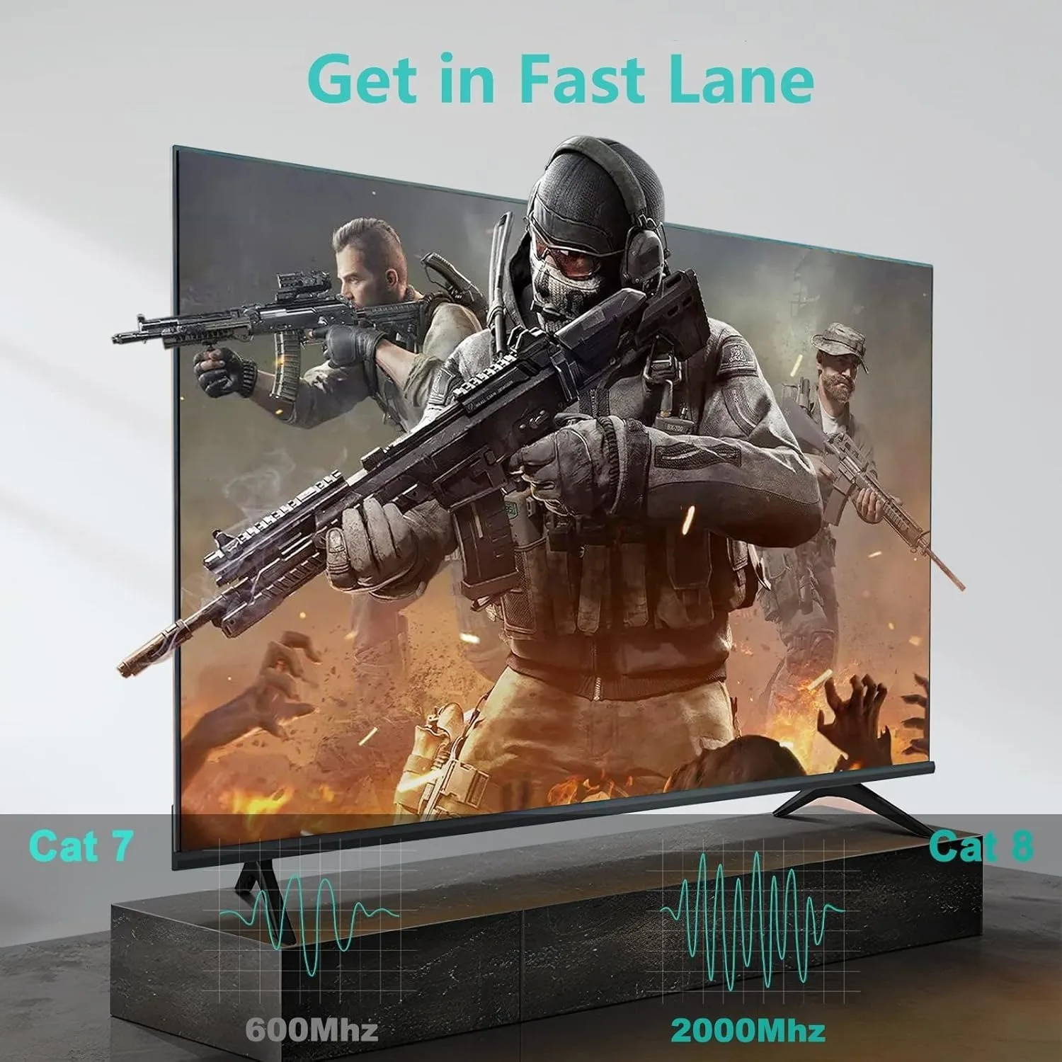 3 м/10 футов сверхмощный экранированный Ethernet-кабель Cat8 40 Гбит/с/2000 МГц