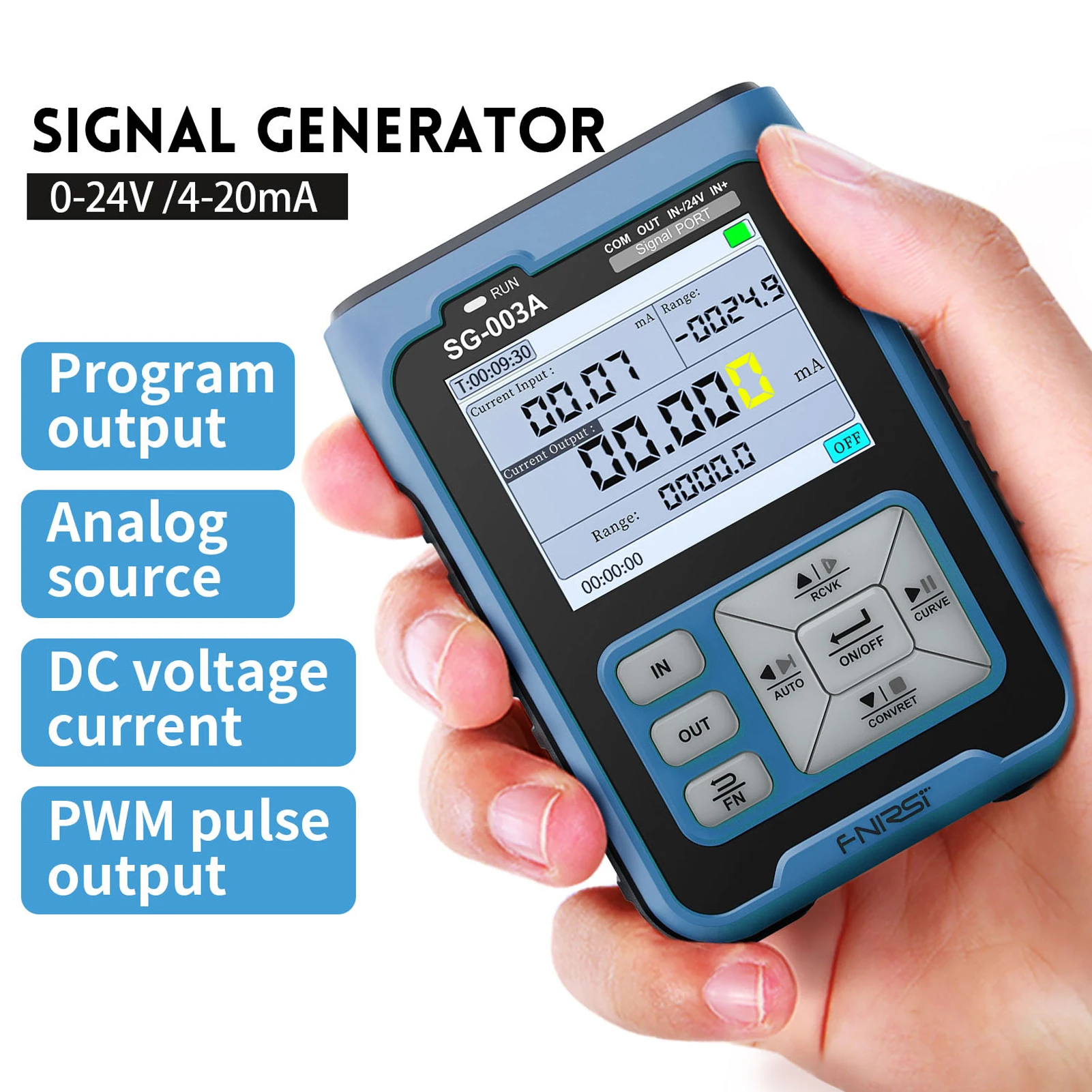 FNIRSI SG-003A Signal Generator 0-10V 4-20mA Adjustable Current Voltage Simulator PWM Pulse Output with 2.4 Inch TFT LCD Screen
