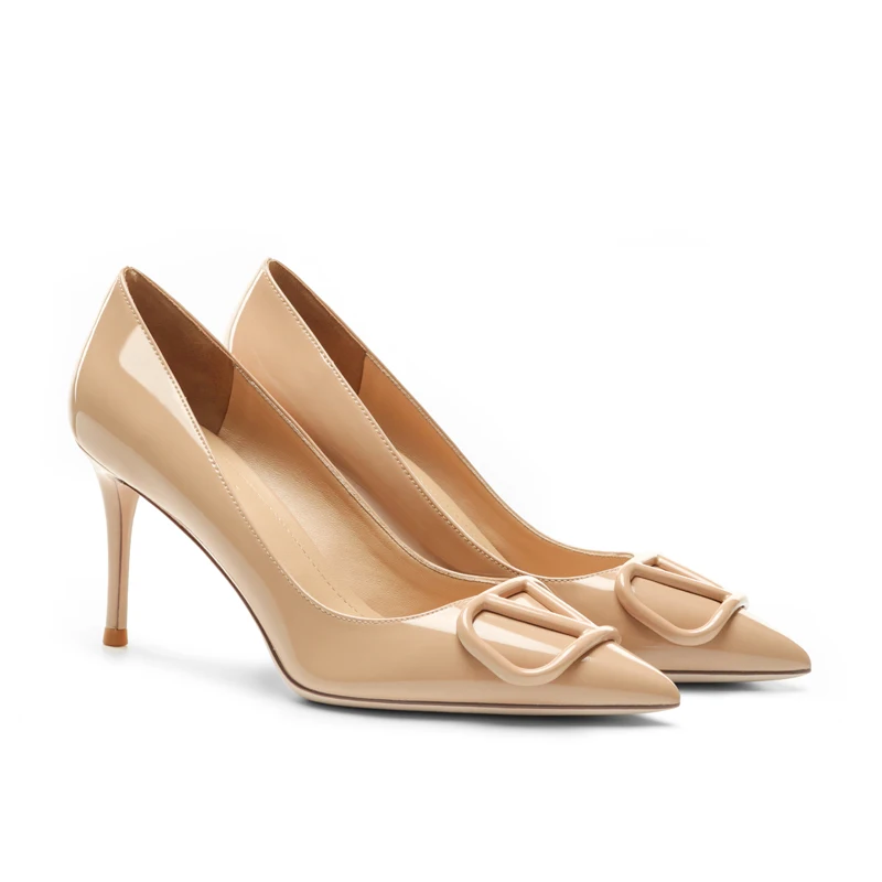 2023 Luxury Brand High Quality Women's High Heels Fashion Classic Pointy Pumps Wedding Shoes Leather Pointed 10CM Weding Shoes