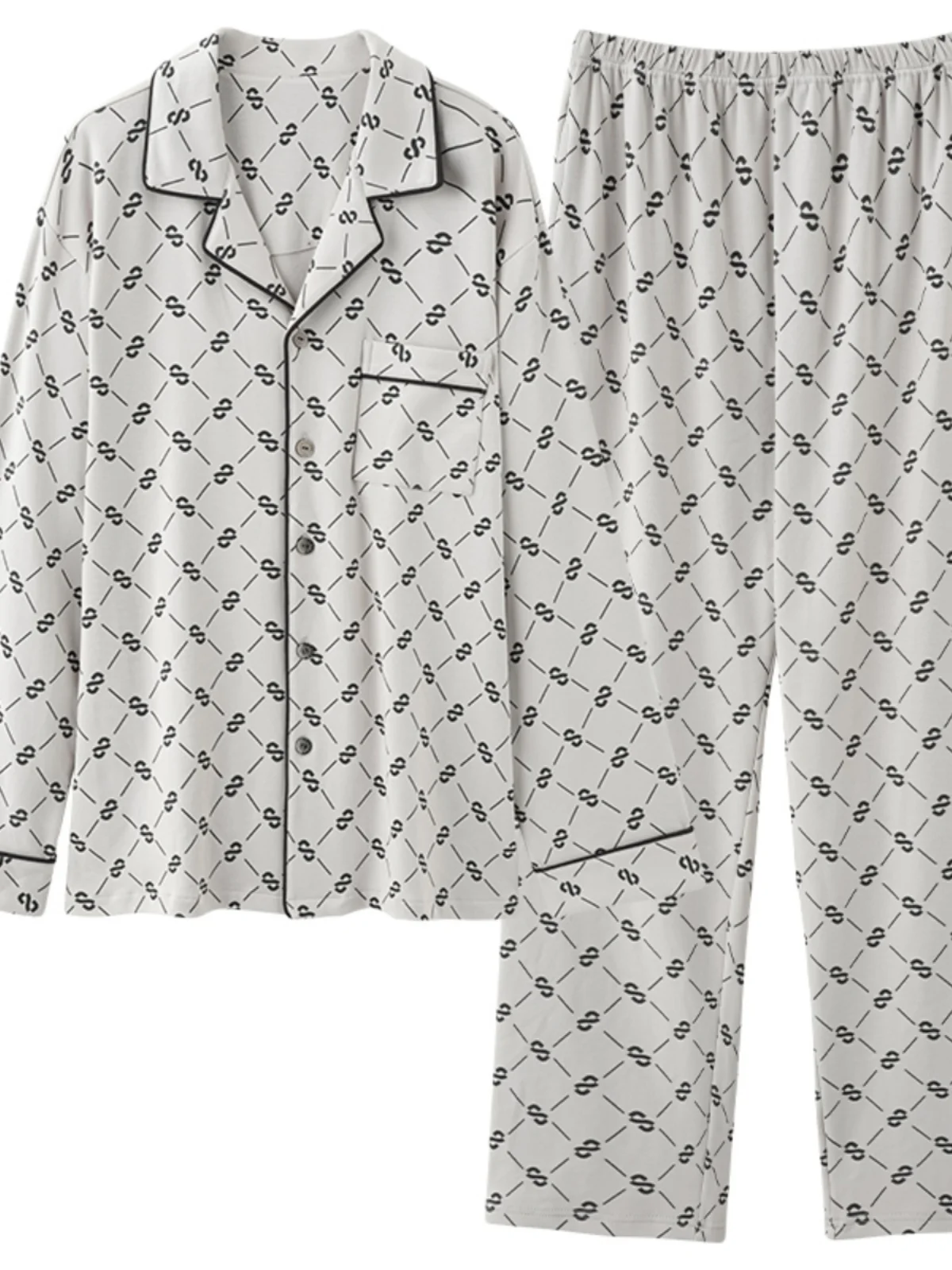 Yueggplant Хлопковая пижама Мужской весенне-осенний кардиган с длинными рукавами из