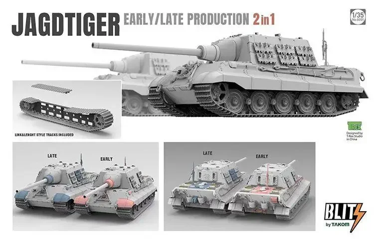 TAKOM 8001 масштаб 1/35 комплект модели JAGDTIGER Sd.Kfz.186 EARLY/LATE PRODUCTON 2 в 1 (БЕЗ металлических