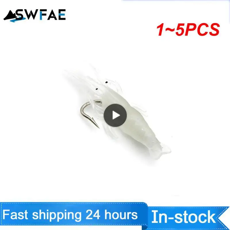 

1~5PCS Fishing Lures With Hook Luminous Penetrating Hook 4cm Fish Accessories Fishing Tackle Imitation Shrimp Grass Shrimp