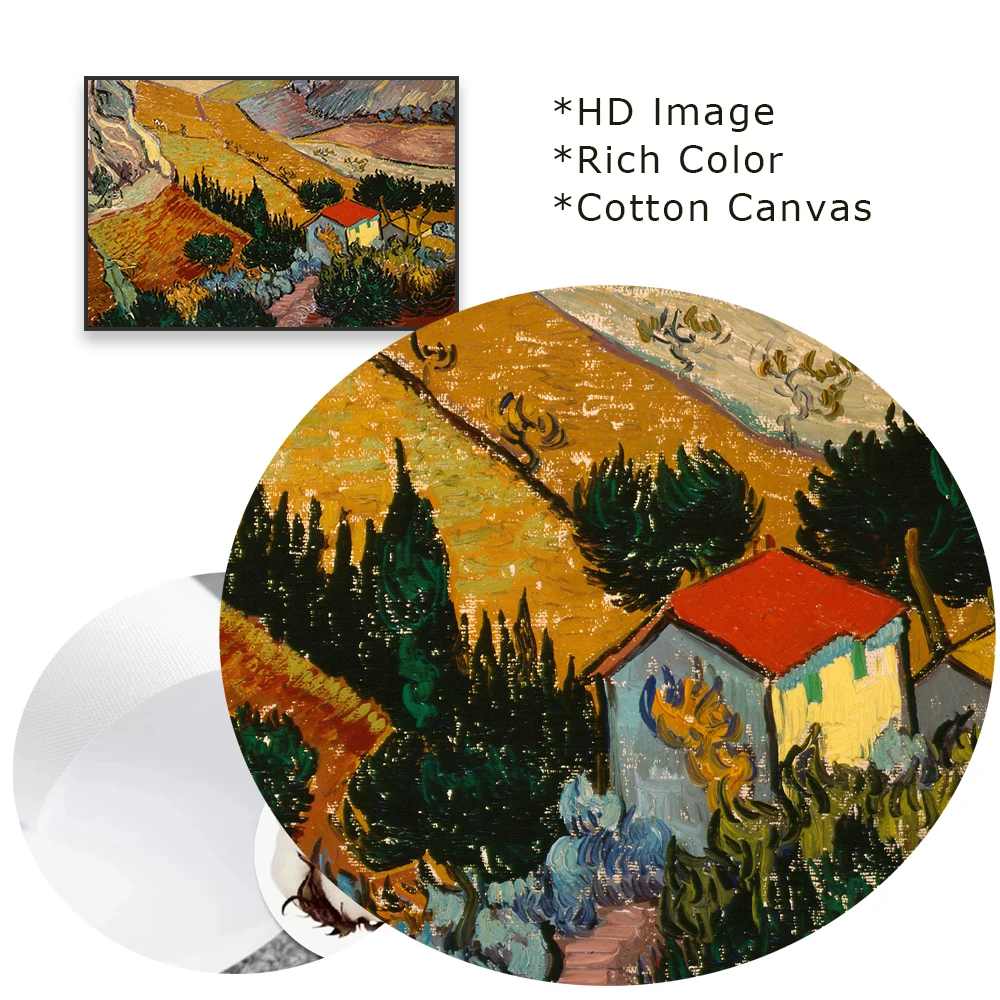 Зеленое пшеничное поле с кипарисом настенный художественный постер картина