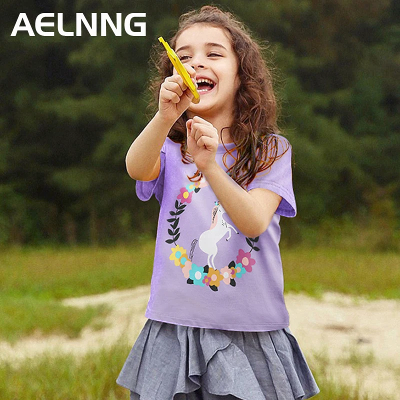 

Summer Children's T-shirts Girls Cartoon Unicorn T-shirt Kids Short Sleeve Cotton Tops Fashion Printing Child Clothing 226030