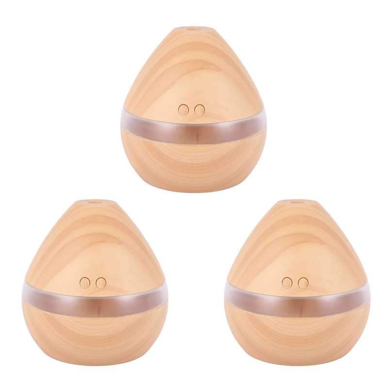 

3X Aromatherapy Essential Oil Diffuser 300Ml Wood Grain Aroma Diffuser With Timer Cool Mist Humidifier For Large Room
