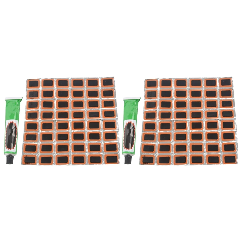 

96 Pieces Black Oval Tire Patch In Rubber Bicycle Tire Glue Patches Wheel PATCH In Rubber + 2 Tube Of Glue