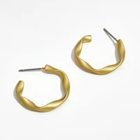 perisbox 1 9cm diameter matte gold color open twisted hoop earrings for women geometric circle minimalist metal small earrings
