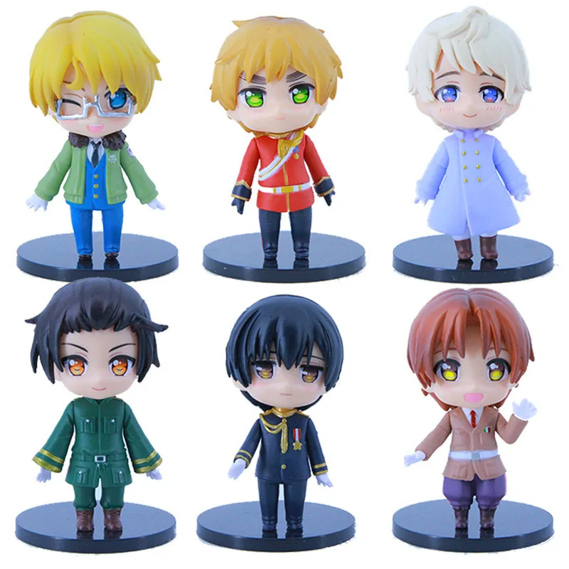 

6pcs/Set Anime Figure Axis Powers Figure Feliciano Vargas Hetalia World Stars Kawaii Desktop Decoration PVC Children's Toys