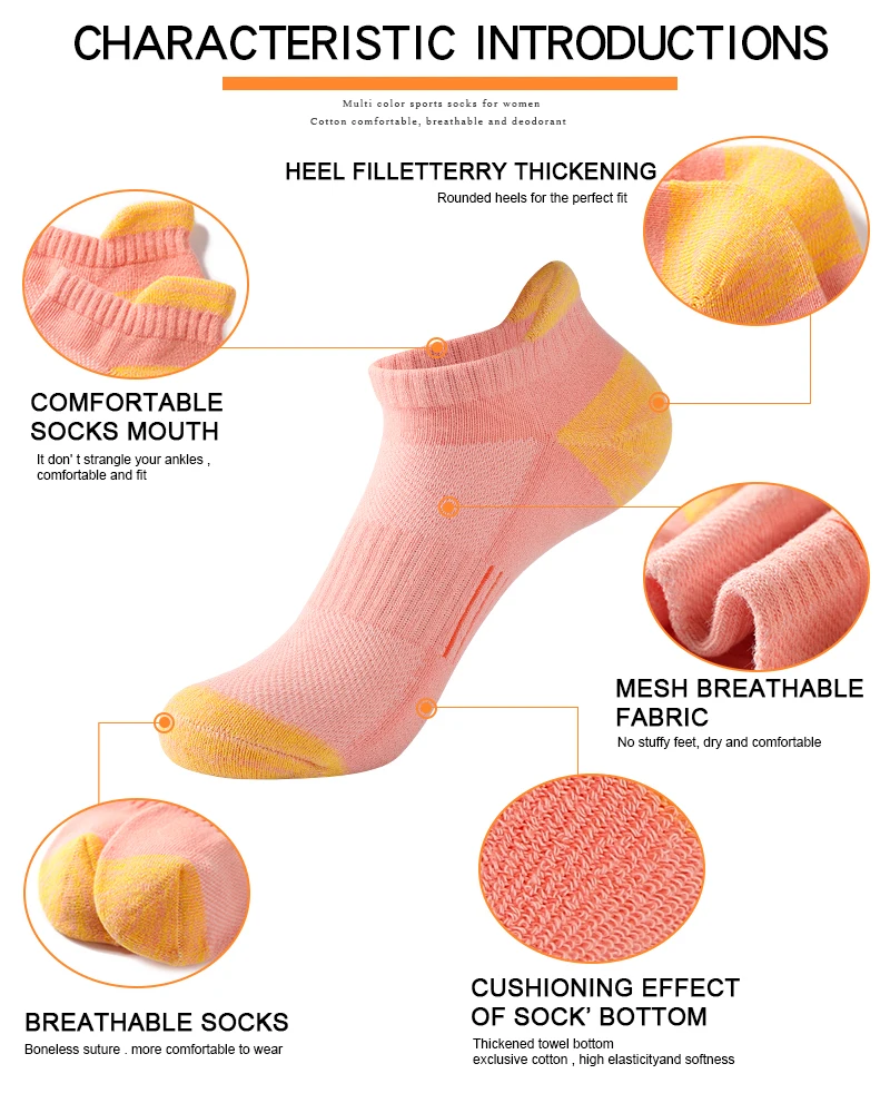 6 Pairs Sports Running Socks Women Athletic Cycling Ankle Socks Thin Breathable Quick Dry Marathon Fitness Short Low Cut Socks