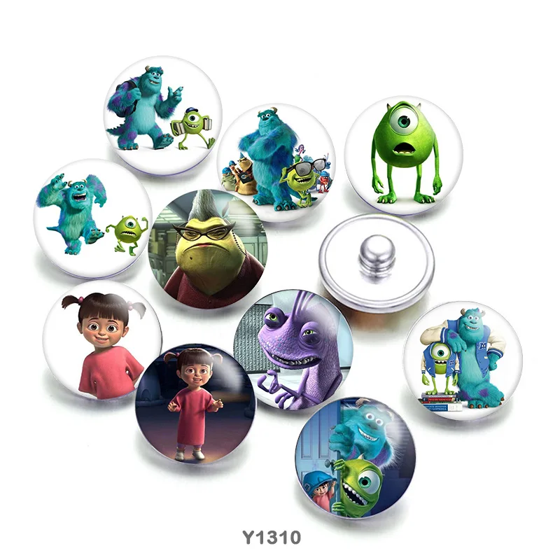 

Disney Pixar 12mm/18mm Glass Snap Button for Snap Bracelets Jewelry Gift For Girls X1310