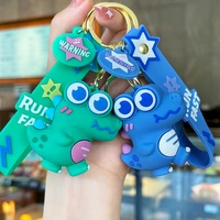 dinosaur keychain for backpacks school bag korean blue anime keyring car house key pendant charm wholesale wedding girl boy gift