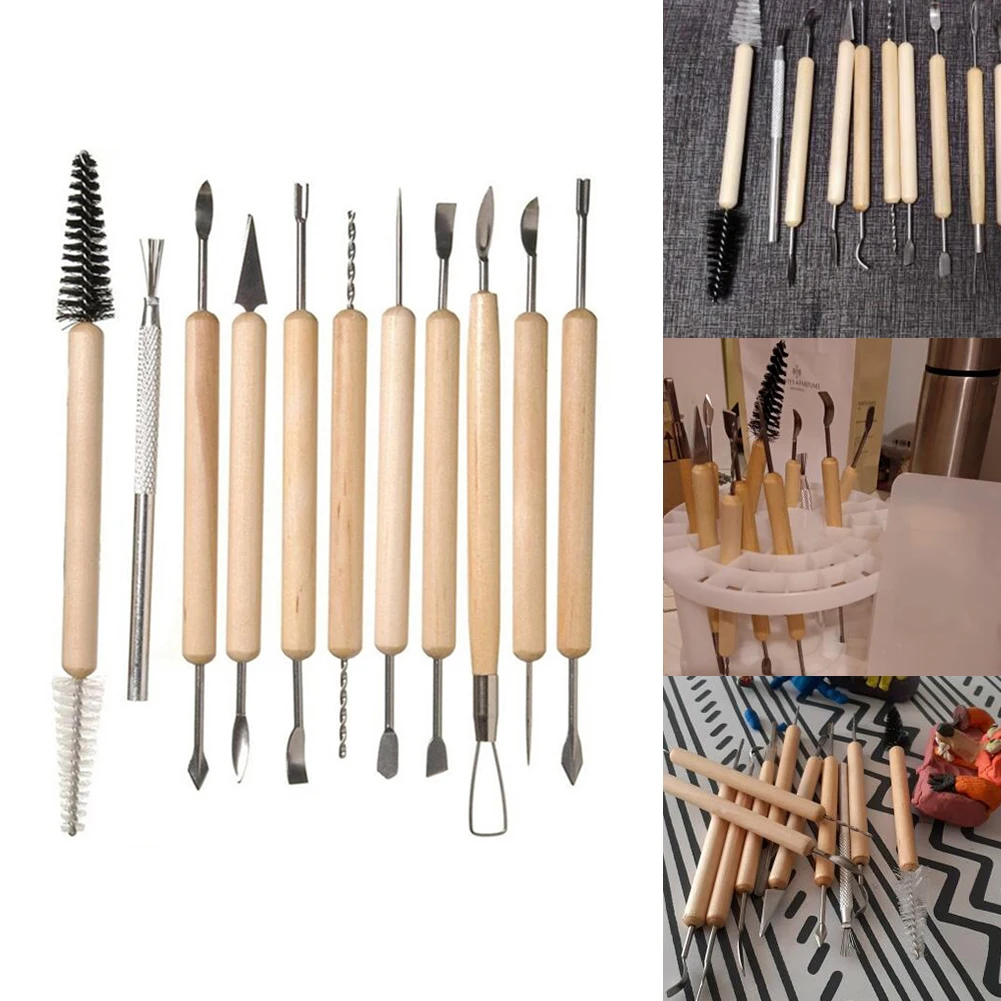 

11Pcs/Set Clay Sculpting Kit Sculpt Smoothing Wax Carving Pottery Ceramic Tools Polymer Shapers Modeling Carved Tool Hot Sale