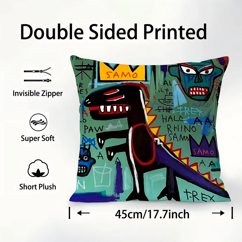 B-Basquiats художественная наволочка из плюшевой ткани мягкая двухсторонняя с