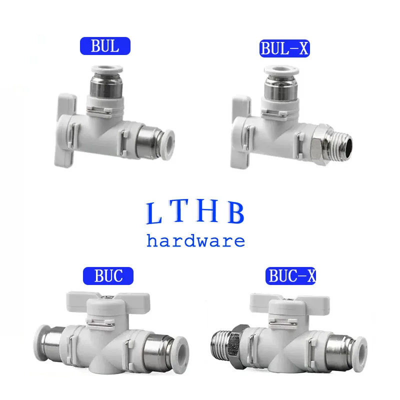 Пневматический клапан дроссельной заслонки BUC BUL, контроль скорости, быстрый разъем 6 мм 8 мм 10 мм 12 мм, белые высококачественные фитинги для труб, резьба 1/4 1/8 3/8 1/2