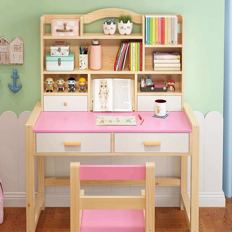 

Pink Minimalist Desk Creativity Creativity Drawers Ergonomic Table Reading Mesinha Com Cadeira Infantil Children Furniture