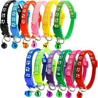 colorful cute bell collar adjustable buckle cat collar pet supplies footprint personalized kitten collar small dog accessories