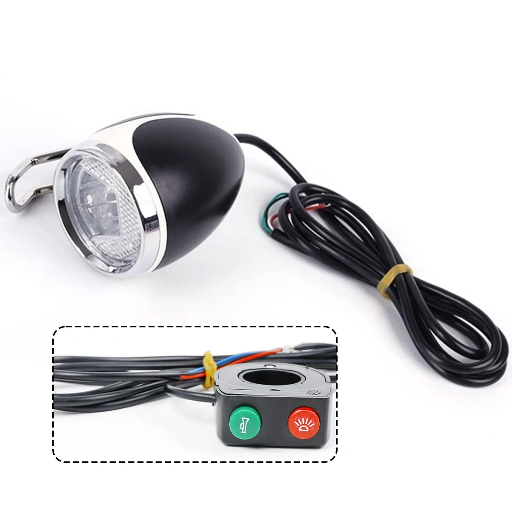 

12-80V Electric Scooter Electric Bicycle Front Lamp Light With Horn For Kugoo Cycling Lighting Ebike Riding Accessories