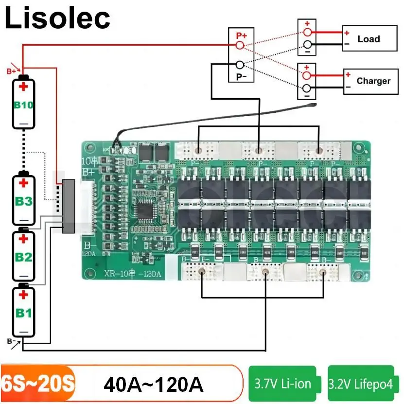 

Balance BMS 6S 7S 8S 10S 13S 17S 18S 19S 20S Protection Board Li-ion Lifepo4 Lithium Battery 40A TO 120A Charge Discharge Plates