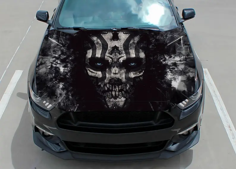

Car hood wrap decal, vinyl, sticker, graphic, evil, demon, death, truck decal, truck graphic, bonnet wrap decal, skull, f150,