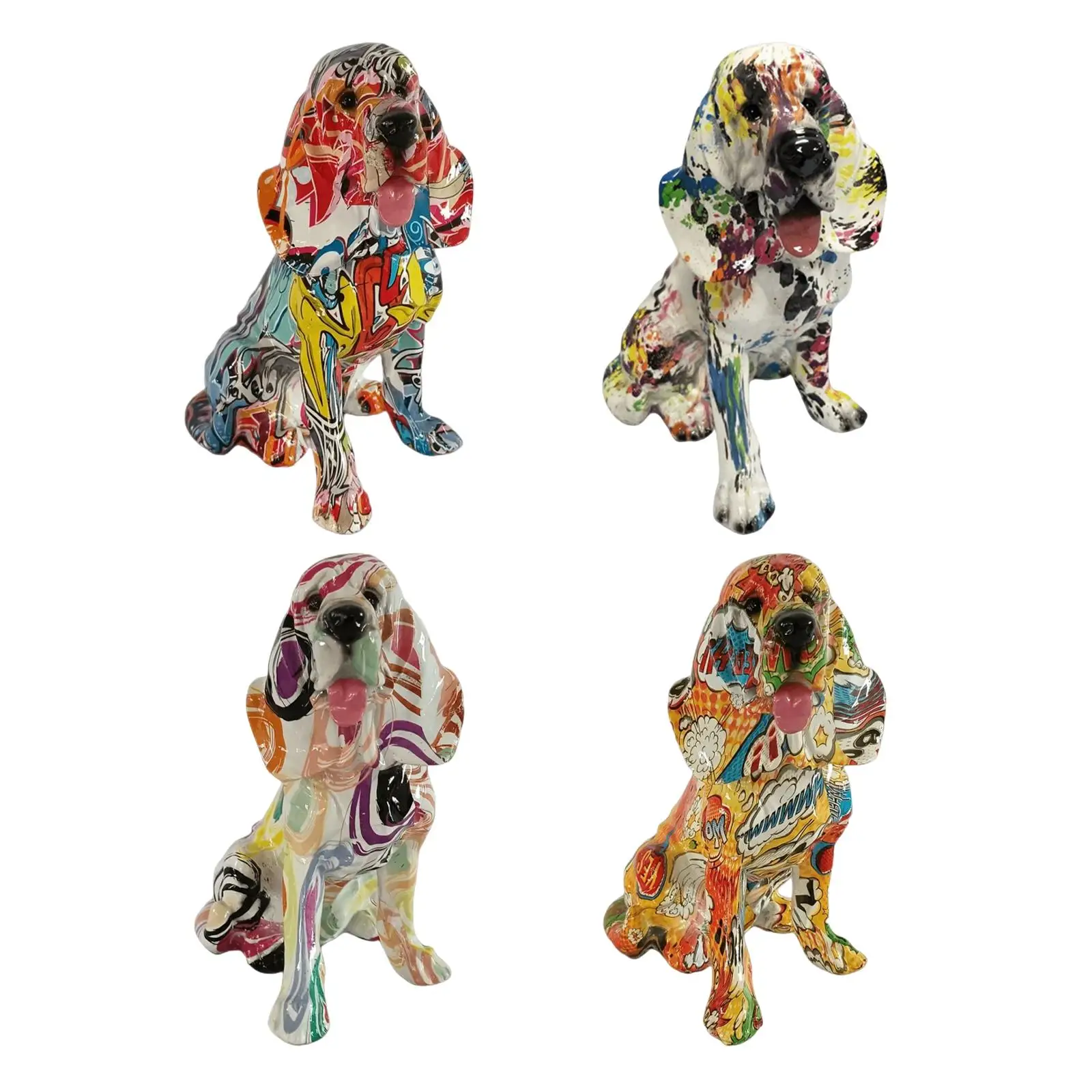

Colorful Dog Statue Animal Figure Bedroom Dog Graffiti Figurine Sculpture