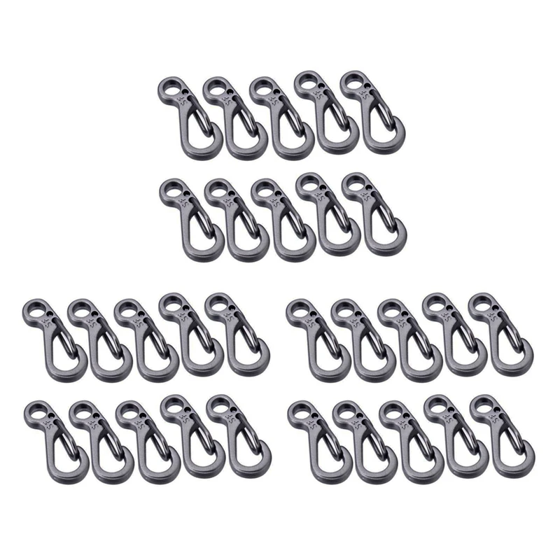 

ELOS-30PCS/Mini Spring Backpack Clasps Climbing Carabiners EDC Keychain Camping Bottle Hooks Survival Gear - Grey
