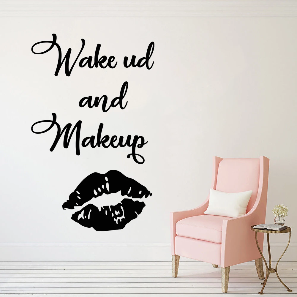 

Makeup Artist Wall Stickers Makeup Removable Vinyl Decals For Cosmetics Lipstick Beauty Salon Decor Mural Wallpaper HJ1442
