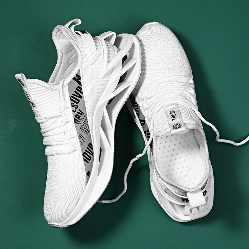 Super Cushioning Blade Men Running Shoes Breathable Mesh Sneakers Men Sport Shoes TPR Sole Tenis Masculino For Walking