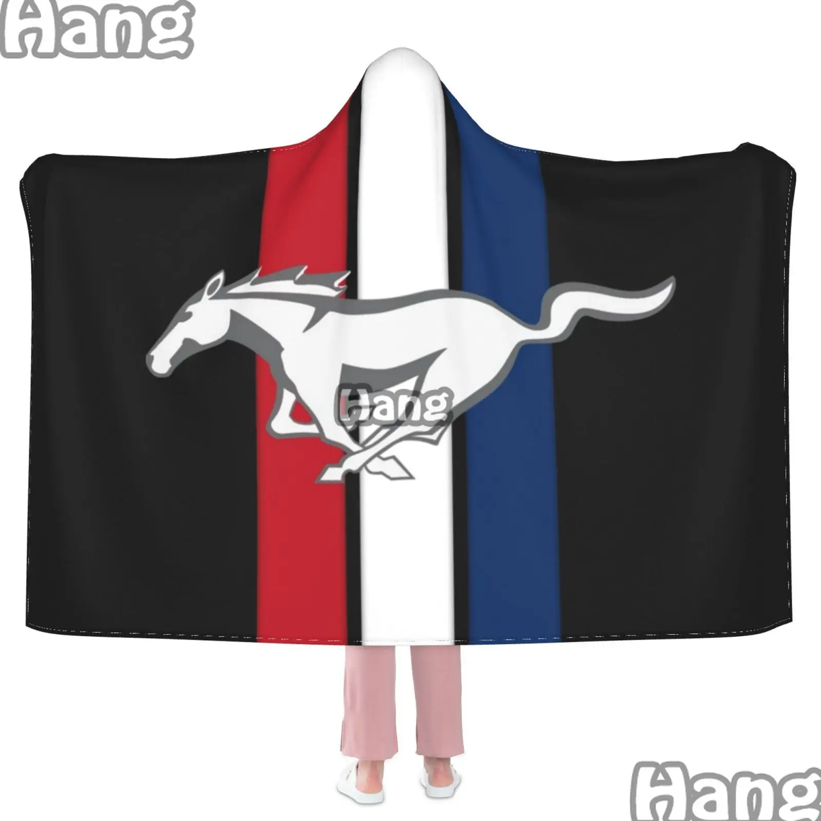 

Luxury MUSTANG Sports Car Logo Hoodie Blanket Soft Warm Plush Blanket for Bed Sofa Office Travel Kids Teens Adults Gifts
