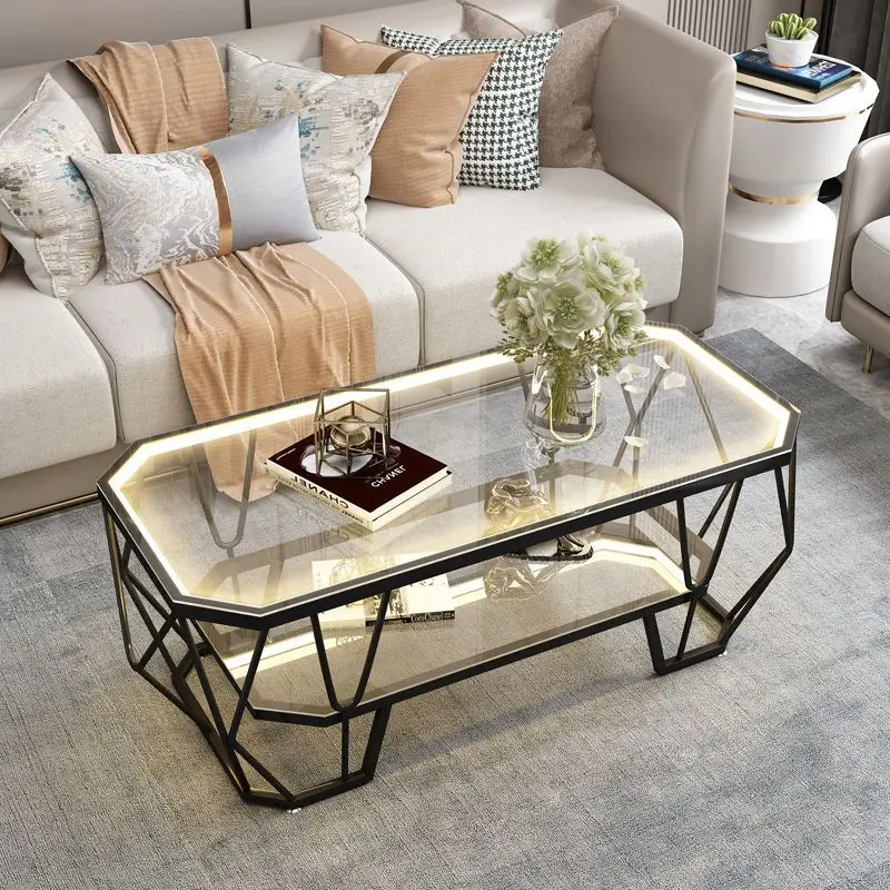 

Modern Minimalist Small Apartment Household Nordic Light luxury Tempered Glass Coffee Table