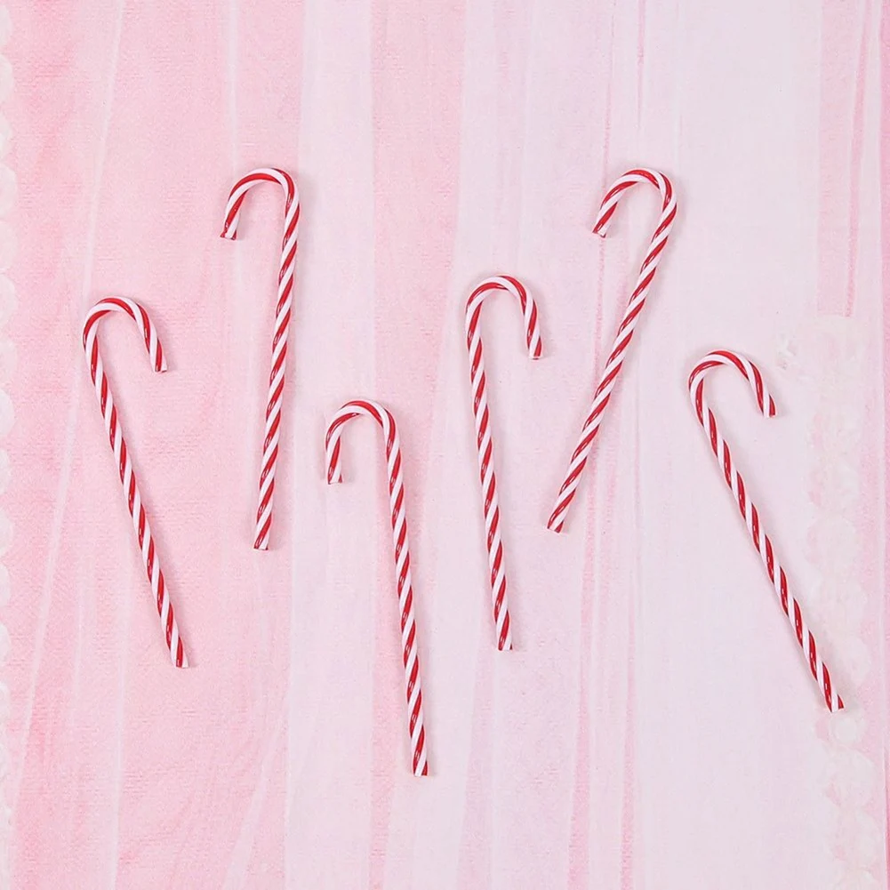 

6pcs Candy Canes Plastic Replacement Supermarket Bookstore Christmas Cane Christmas Tree Decoration Party Pendant