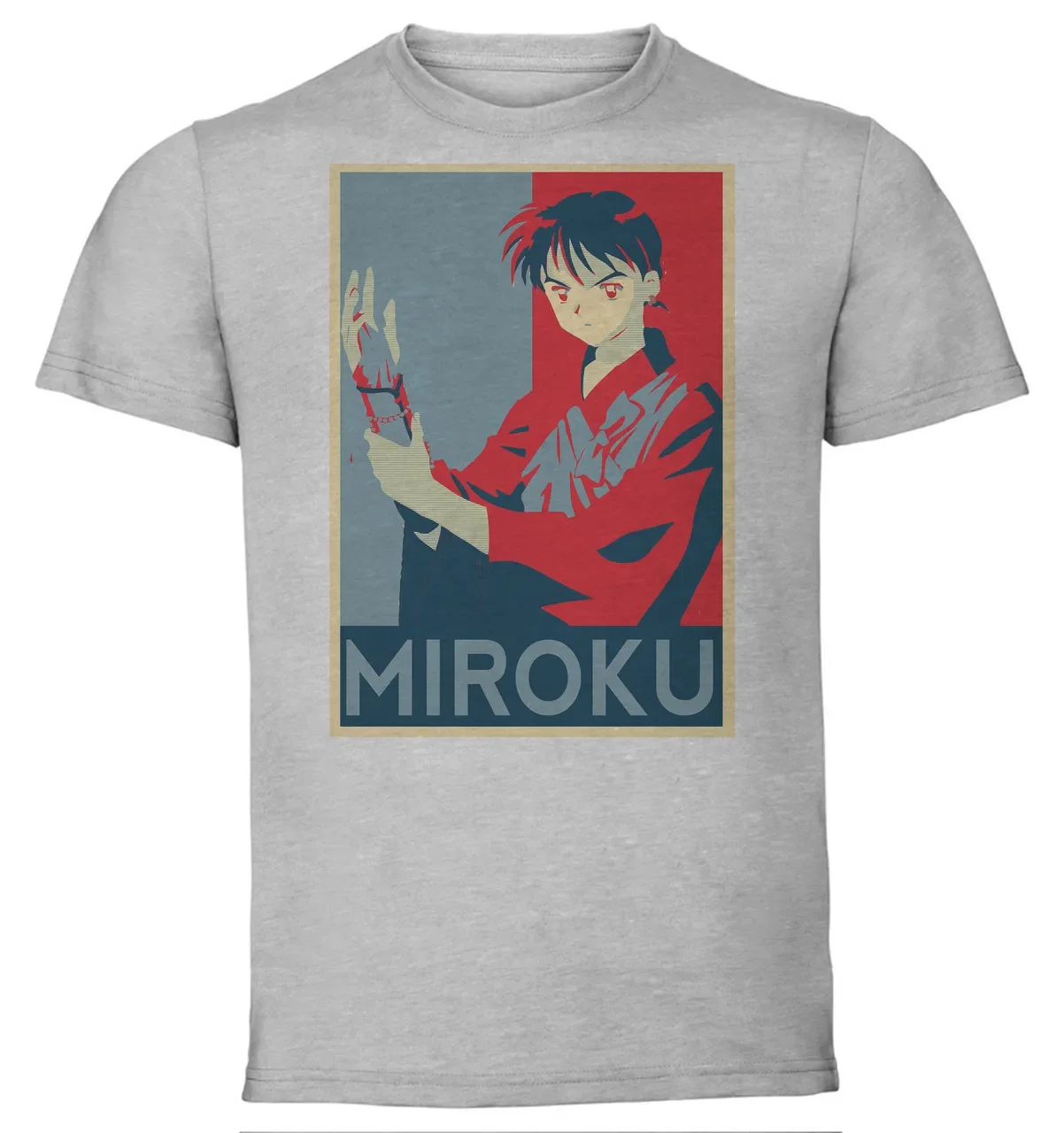 Футболка унисекс серая пропагандистская Inuyasha Miroku