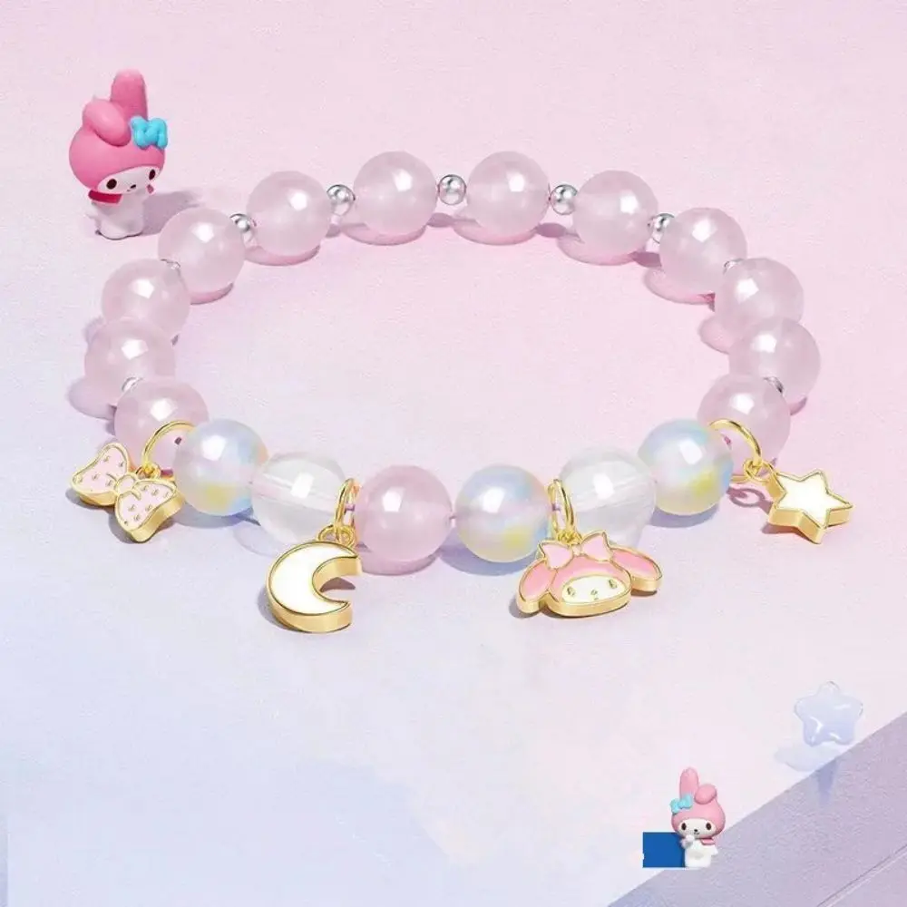 

Sanrio Cinnamoroll My Melody, браслет из бисера, милые Мультяшные цветные кристаллы, браслеты для женщин и девушек, ювелирные изделия для рук, аксессуары в подарок
