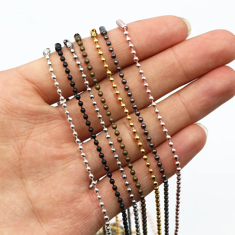 5pcs 1.5 2.0 2.4mm Length 65cm Gold Bronze Silver Colors Plated Ball Beads Chain Necklace Bead Connector For Charms Base Tray - купить по