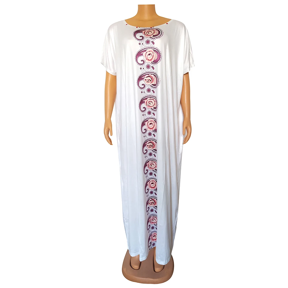 

Women's Vintage Printed Dresses Summer Boho Short Sleeve O-collar Diamond Maxi Dress Ladies Casual Elegant Party Africa Vestidos