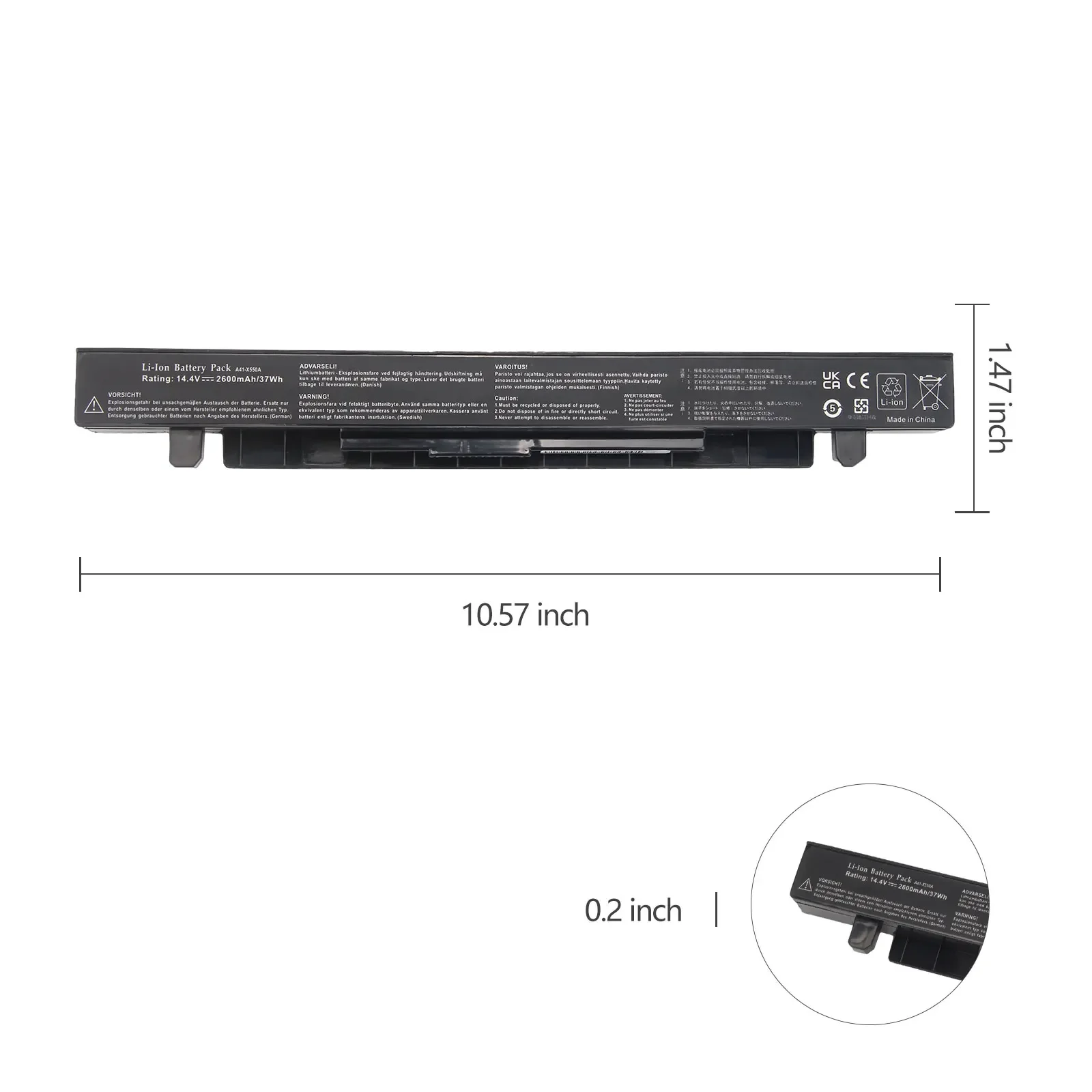 Сменная батарея для ноутбука A41-X550A 14В 37Втч для ASUS X550 X550C X550CA X550CC X550CL X550E X550L X552C R510 R5 (art.: 3920dcc5cdade) - 3920dcc5cdade
