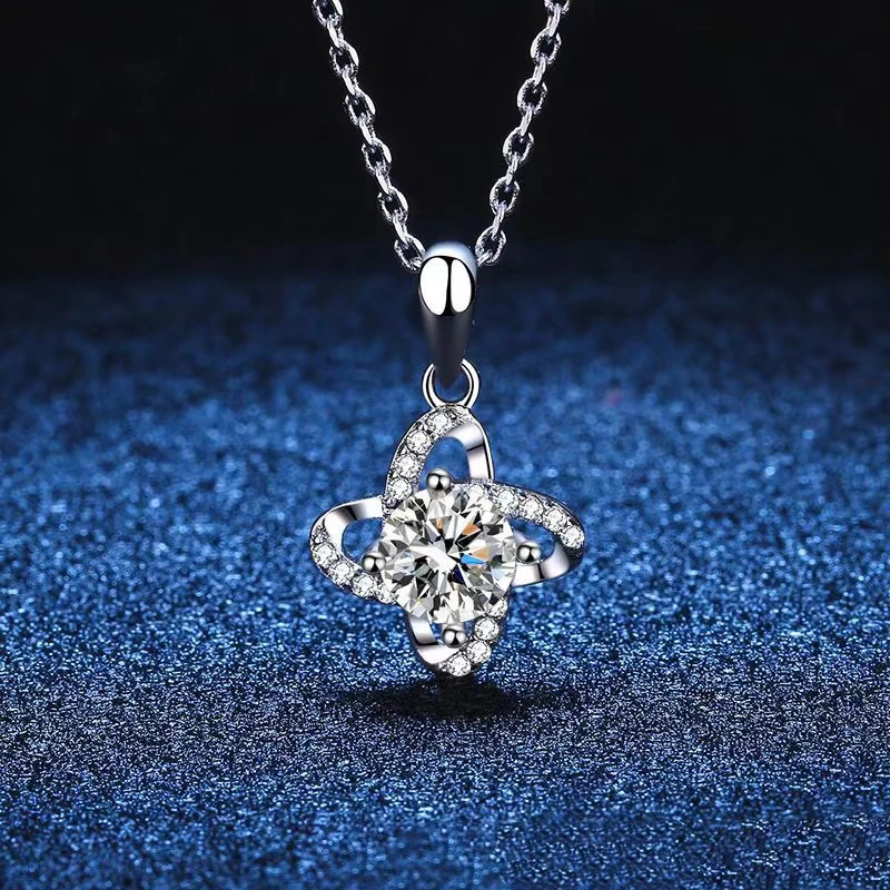 

Trendy 925 Sterling Silver 1ct D Color VVS1 Geometric Moissanite Necklace for Women Jewelry Diamond Test Pass Birthday Gift