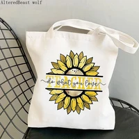 teacher supplies shopper bag sunflower printed kawaii bag harajuku shopping canvas bag girl tote shoulder lady gift bag