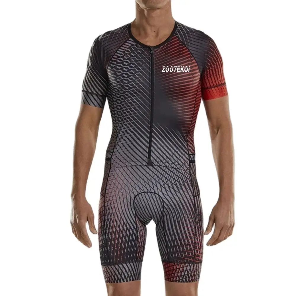 

ZOOTEKOI Triathlon Aero Grade Skinsuit Laser Cut Fabric Cycling Short Sleeve Jersey Suit Clothing Jumpsuit Maillot Ropa Ciclismo