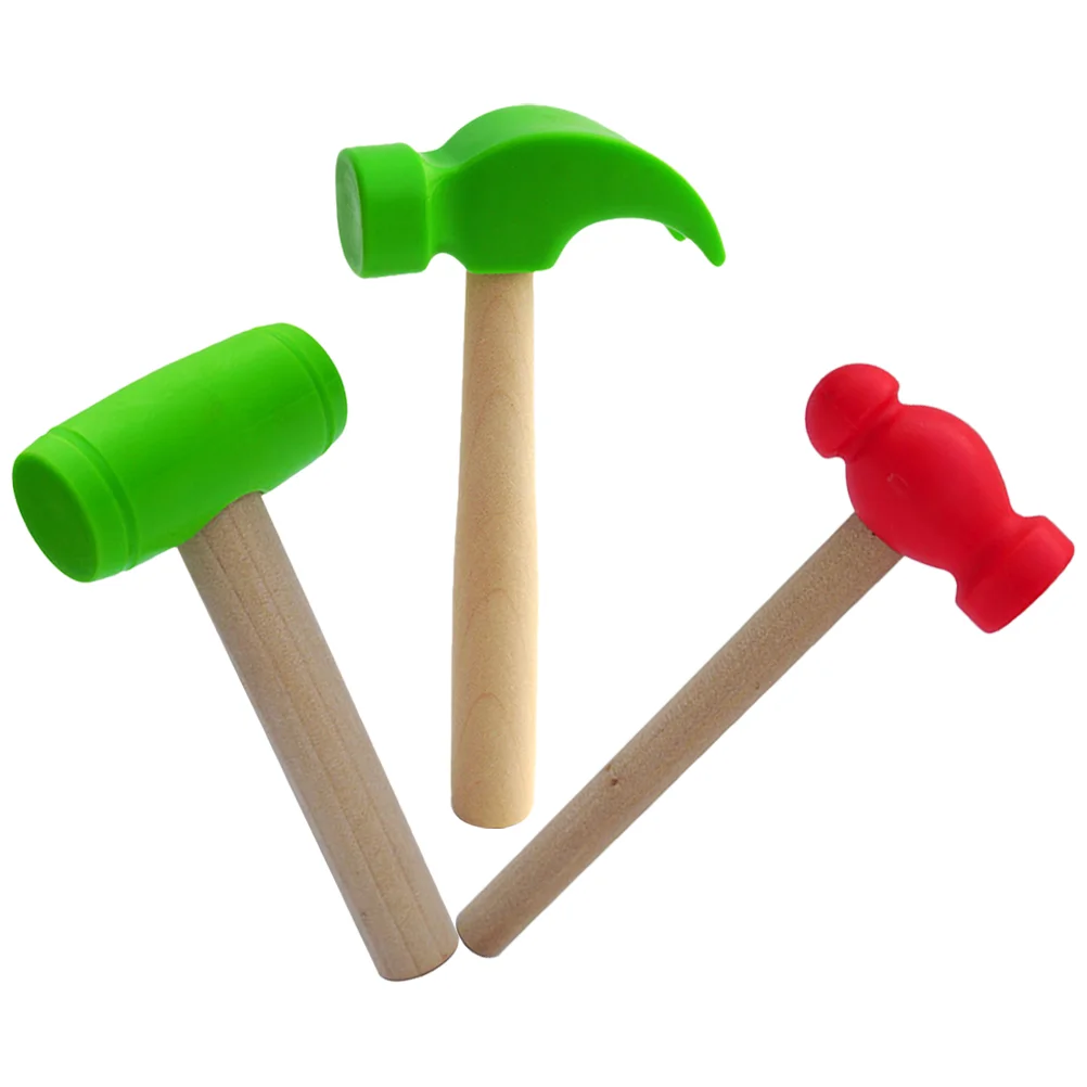 

3 Pcs Simulated Woodworking Toys Small Pounding Hammer Baby Wooden Pretend Play Hammers Mallet Puzzle Fake Cosplay Fun