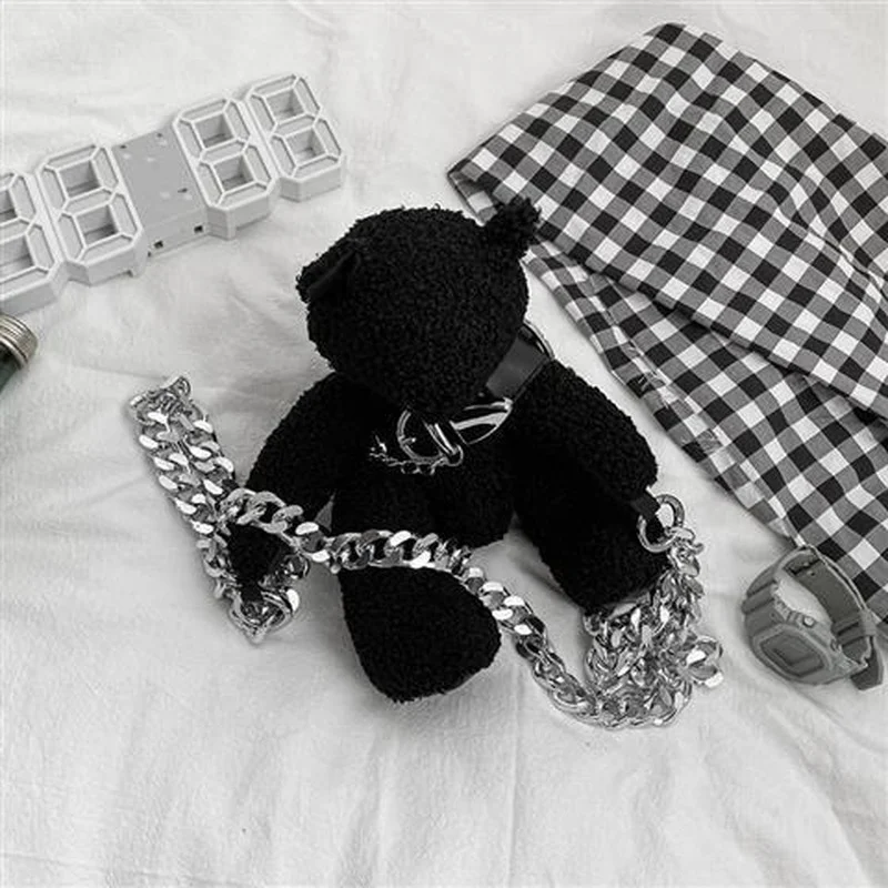 Сумка кросс-боди Xiuya Женская в готическом стиле кошелек с куклой медведем