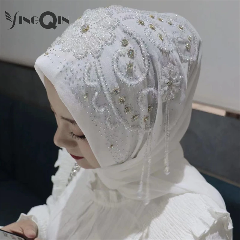 Muslim Women Shawl Headscarf Freeshipping Lace Summer Malaysia Chiffon Scarf  Hat Prayer Kufi Islam Saudi Arabia Headwraps