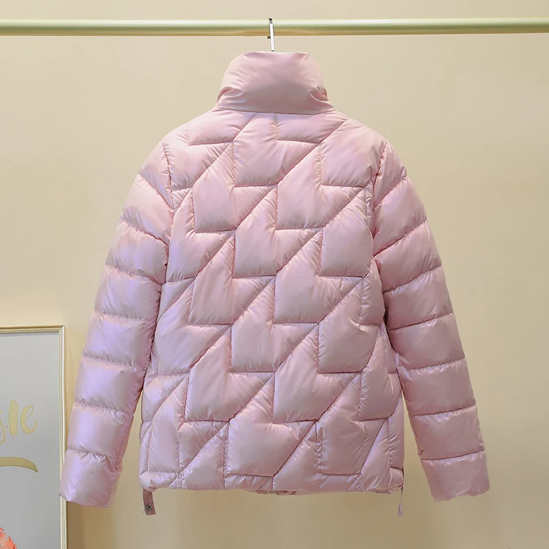 Women Jacket 2023 New Winter Parkas Female Glossy Down Cotton Jackets Stand Collar Casual Warm Parka Short Coat Female Outwear
