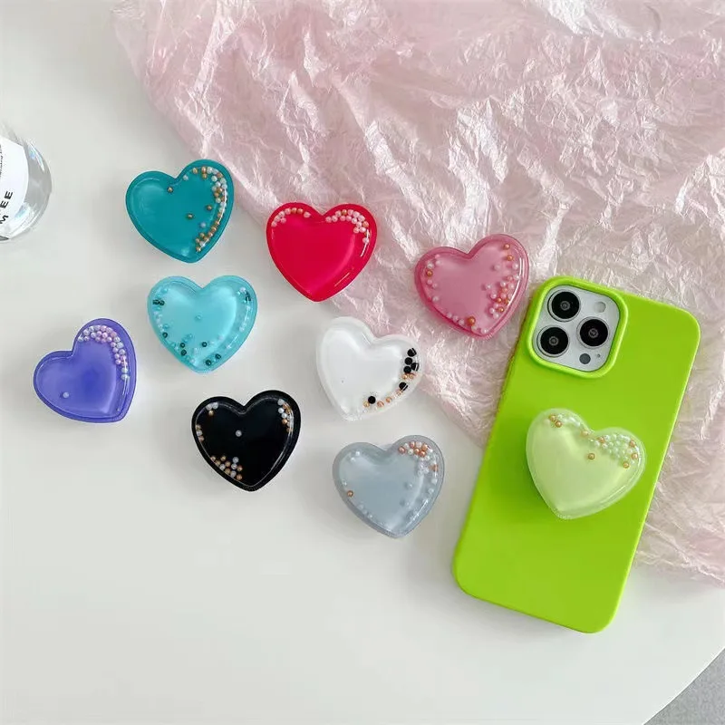 

2PCS Quicksand Love Beads Mobile Phone Stand Niche Pasted Desktop Lazy Stand Support Mobile Phone Stand