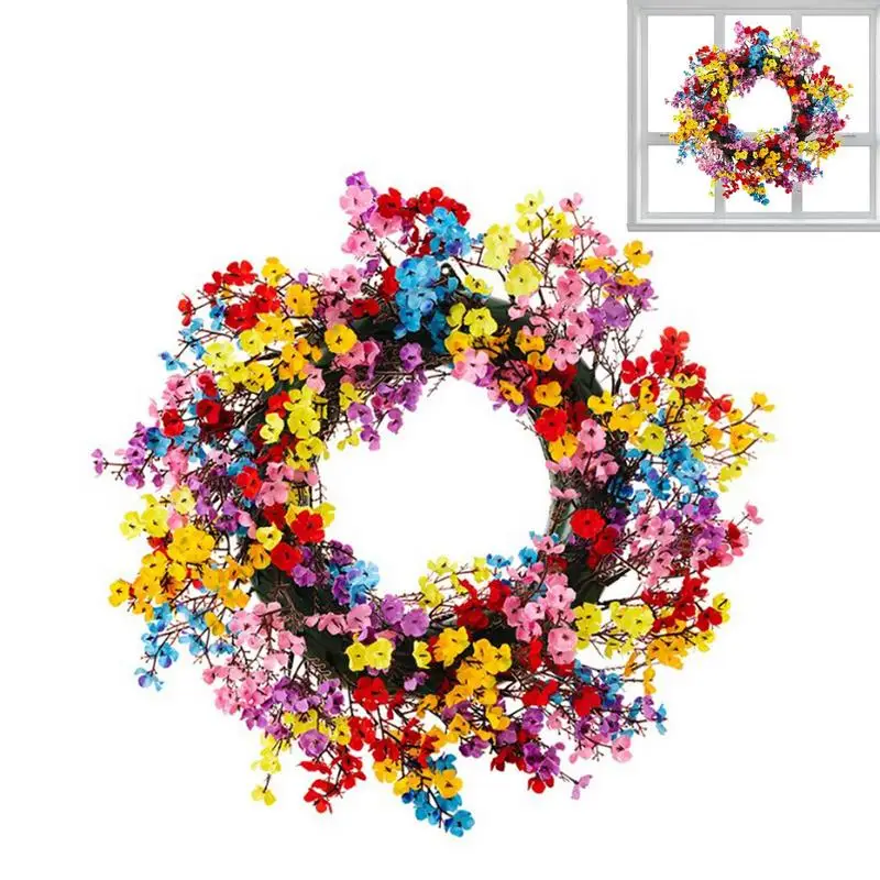 

Spring Wreath Colorful Wreath Arrangement For Front Door Spring Summer Wall Wreath Artificial For Wall Window Farmhouse Party