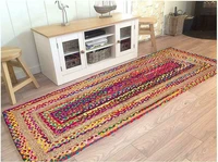 colorful rug natural jute and cotton braided carpet modern rustic style round handmade rug reversible rustic look rug